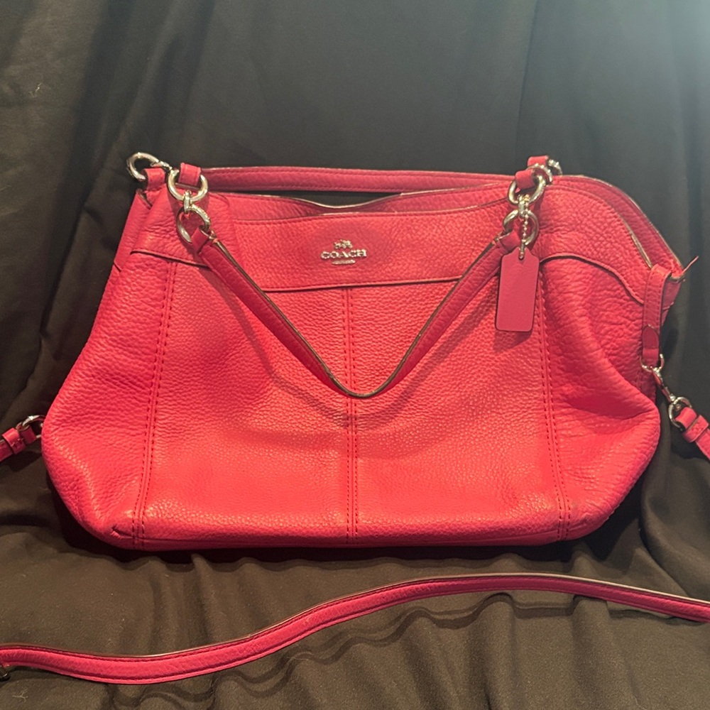 Coach Fuchsia Leather Shoulder Bag